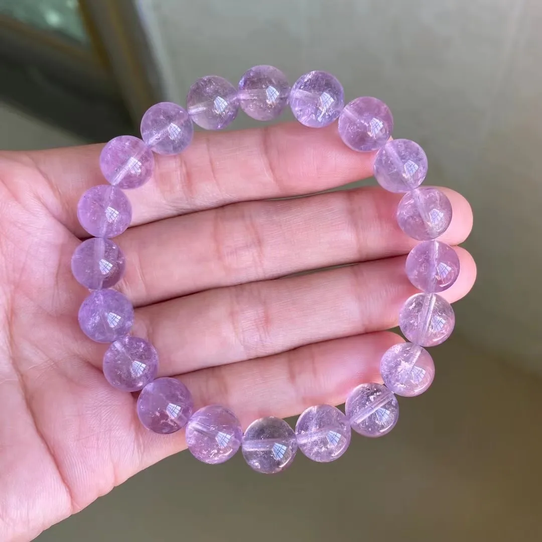 

Браслет из натурального лавандового аметиста 10 мм для женщин и мужчин, подарок, редкий драгоценный камень, кристаллический камень, прозрачные бусины, нити, ювелирные изделия AAAAA