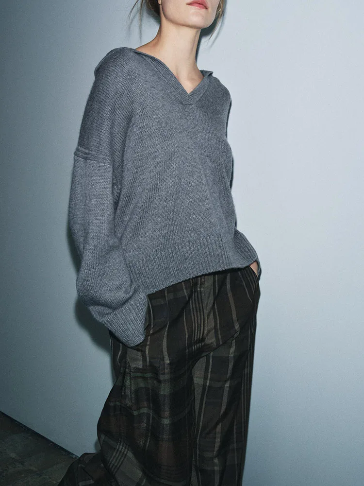 Faionable décontracté tricoté irt Sle femmes nouvel hiver 2025 Premium Quali Long Sve v-ne coupe ample couleur