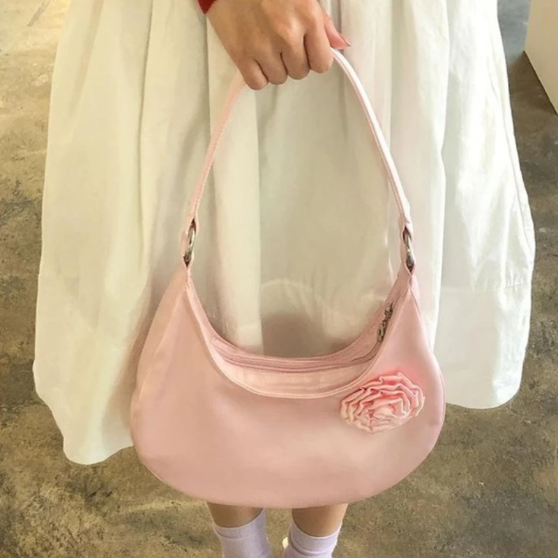 Vintage Casual Patchwork Flower Shoulder Bags Streetwear All Match Trendy Underarm Bag Fashion Simple Casual Women\'s Handbags