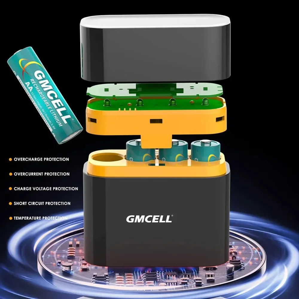8-Slot Independent Charging Battery Box Rapid Charger for 1.5V AA AAA Lithium-Ion Rechargeable Batteries