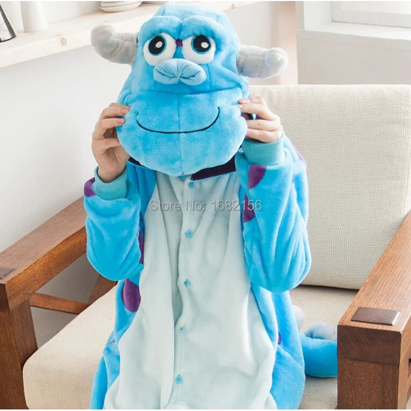 Wiwiwi 123Kigurumi Blue Monster University Sulley Sullivan Onesies Pijamas disfraz de dibujos animados Cosplay Pijamas vestido de fiesta Pijamas