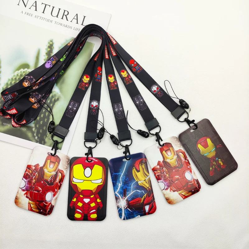 Disney Superhero ID Card Holders Lanyards Boys Door Card Case Hanging Rope Badge Holder Neck Strap Business Card Small Gift