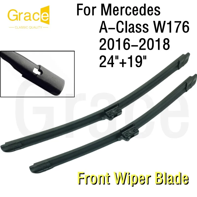 

For Mercedes A-Class W176 Wiper Blade 24"+19“ Car Windshield Windscreen Rubber 2016 2017 2018