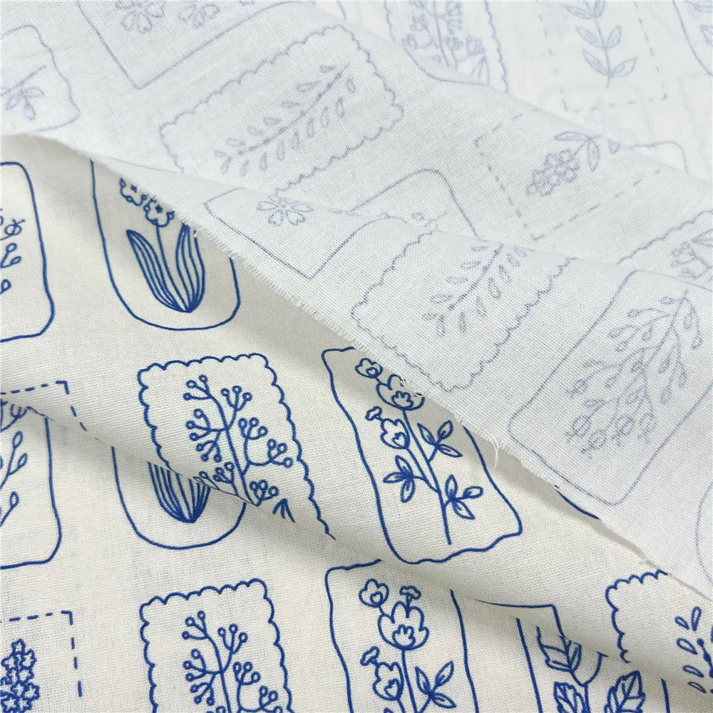 Sketching Flowers and Leaves 100% Cotton Fabric for Kids Clothes mask Home Textile Sewing Quilting DIY Needlework Material