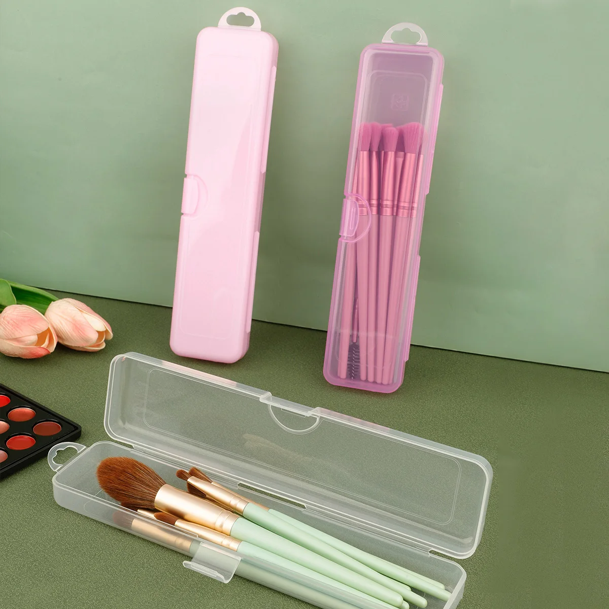메이크업 브러쉬 주최자 뚜껑이있는 휴대용 방진 연필 케이스 아이 섀도우 브러쉬 눈썹 연필 주최자 여행 칫솔 케이스