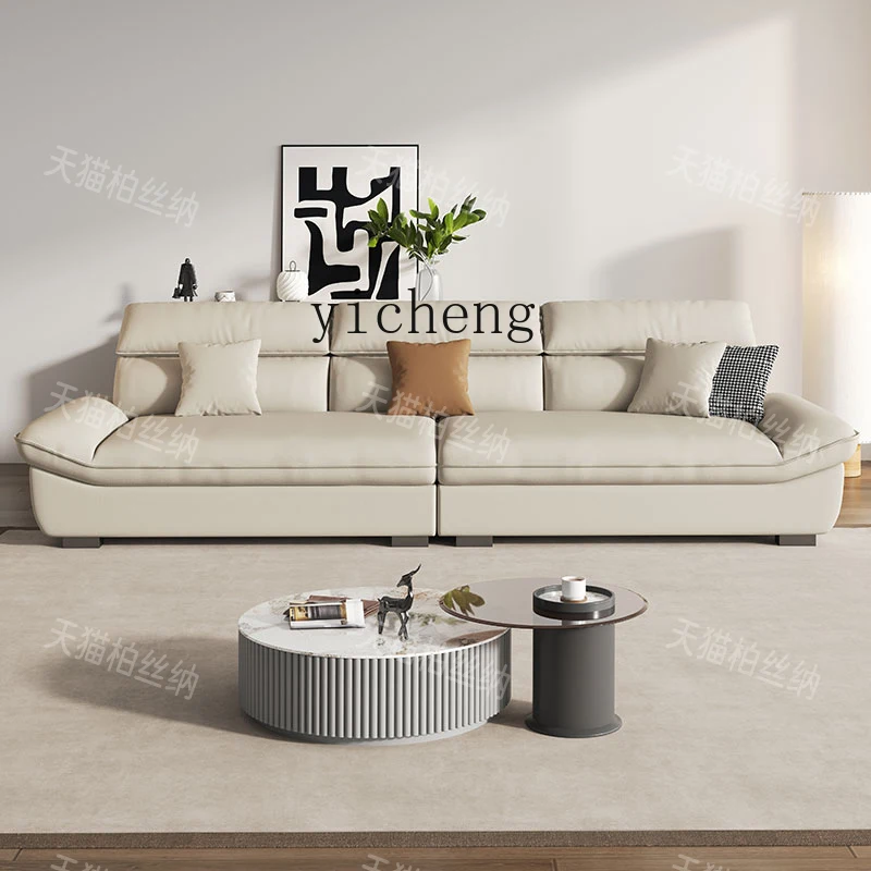 HYS Cloud Sailing Sofa Cotton and linen Large Sitting Deep Small Apartment Living Room Straight Row Three-person Fric Sofa