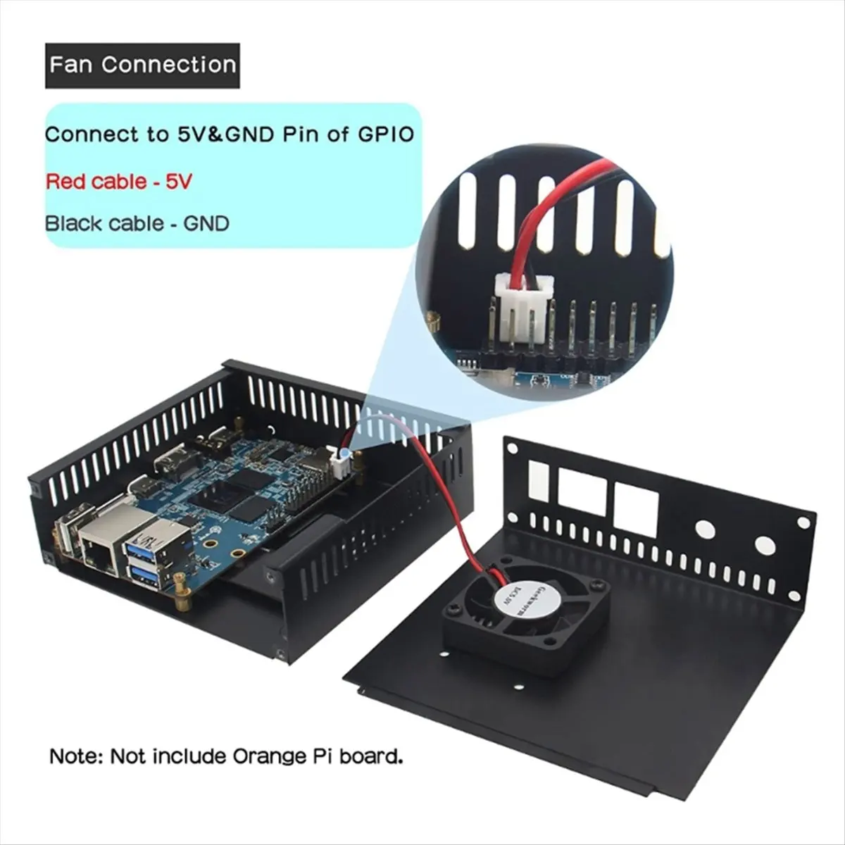 Punctual- N506 Enclosure Metal Case for Orange Pi 5/5B Support M2 NVMe SSD 2280 with 5pcs Aluminum Heatsinks and Cooling Fan Box