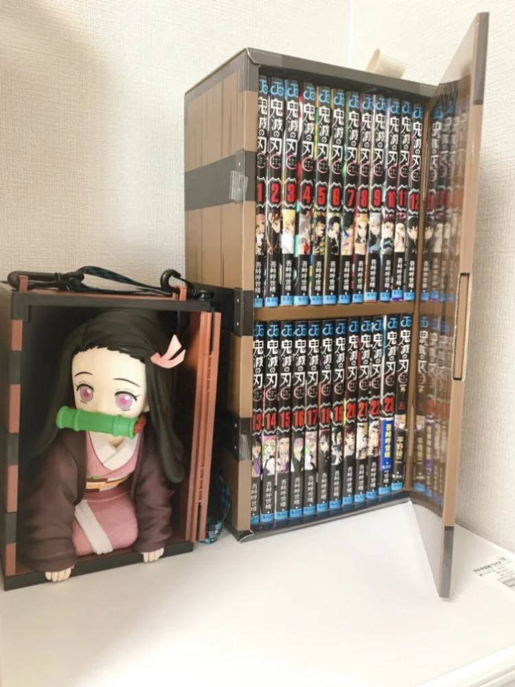 

22cm Demon Slayer Kamado Nezuko Figure Popcorn Box Kawaii PVC Model Doll Peripherals Small Figures Manga Anime Action Gift Toys
