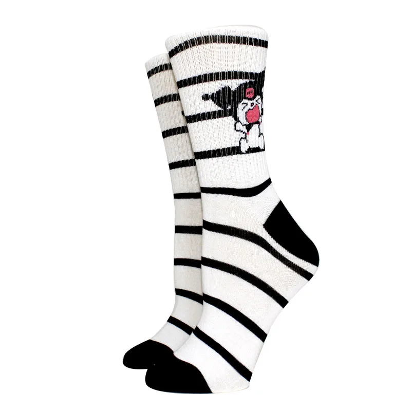 6 أزواج جديد الكرتون النساء الجوارب عادية kawaii الأوسط جوارب أنبوبية spuer لطيف جوارب بناتي جوارب بيضاء وسوداء أنيمي الجوارب حجم 35-40 #4