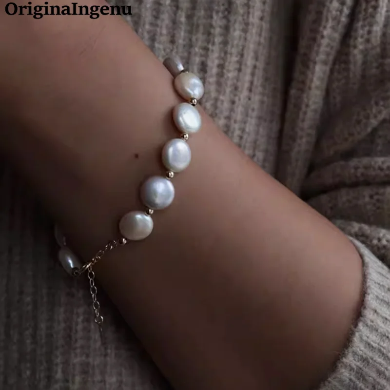 

Personal Natural Pearl Bracelet Handmade 14K Gold Filled Pearl Bracelet Waterproof Tarnish Resistant Jewelry Boho Bracelet