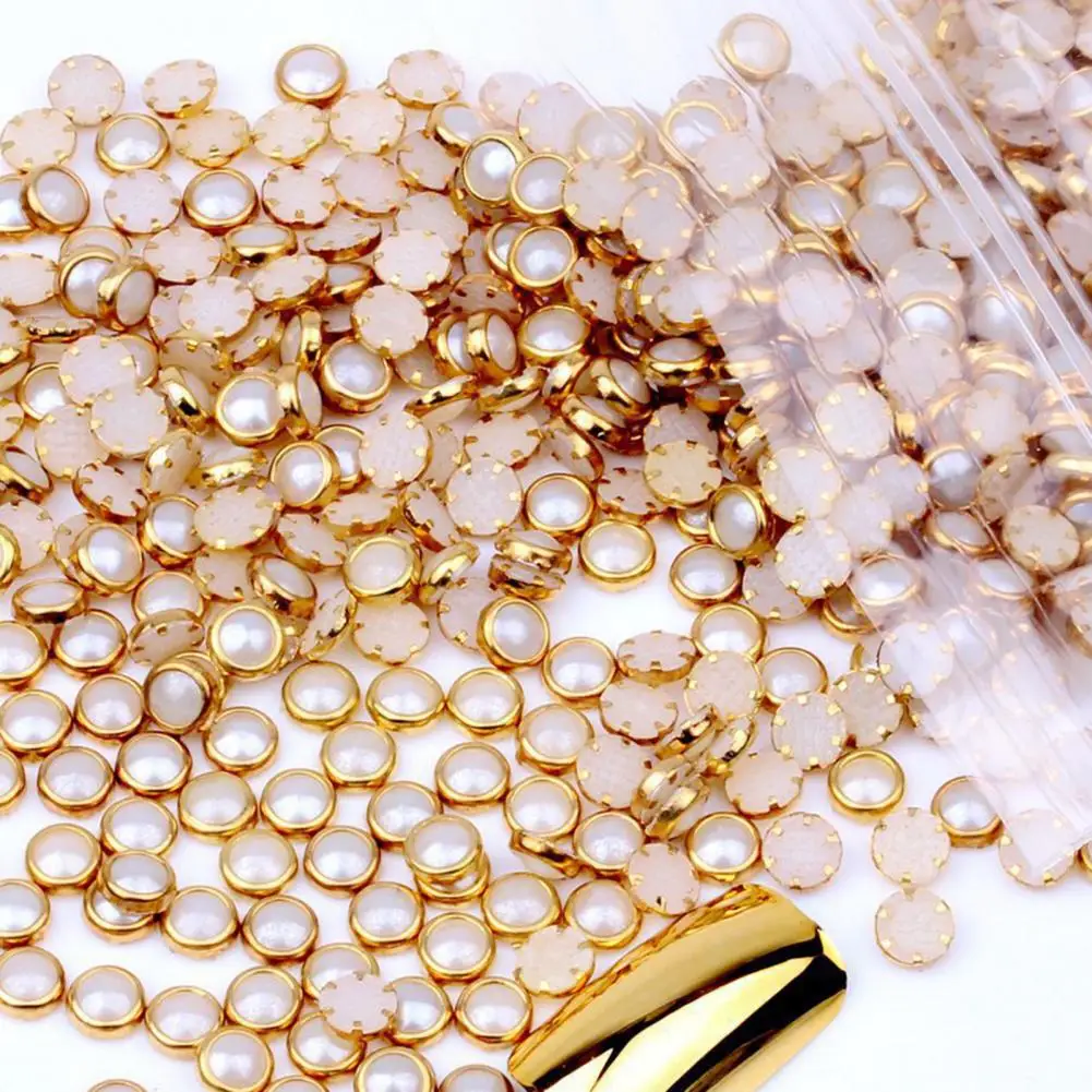 Nail Art Decorations Metal Rhinestone Nail Beads 100pcs Handcraft Half Round Diy Beauty Glitter Decoration for Nail Art Head