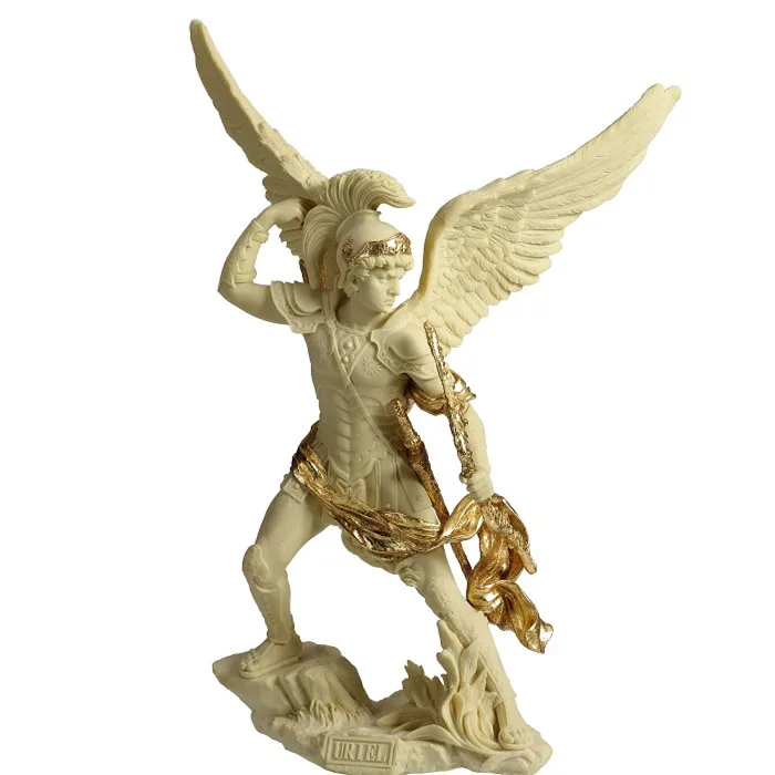 Archangel Uriel Warrior Statue Winged Holy Battle Angel Sculpture Resin Religious Decorative Ornament Exquisite Guardian Angel