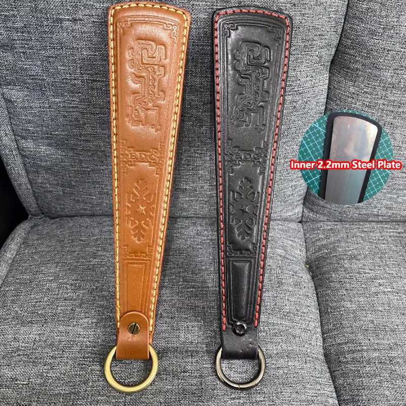 (Build in 2.2mm Steel Plate) Outdoor EDC Portable Self-Defense Leather Racket High Quality Beating Tool