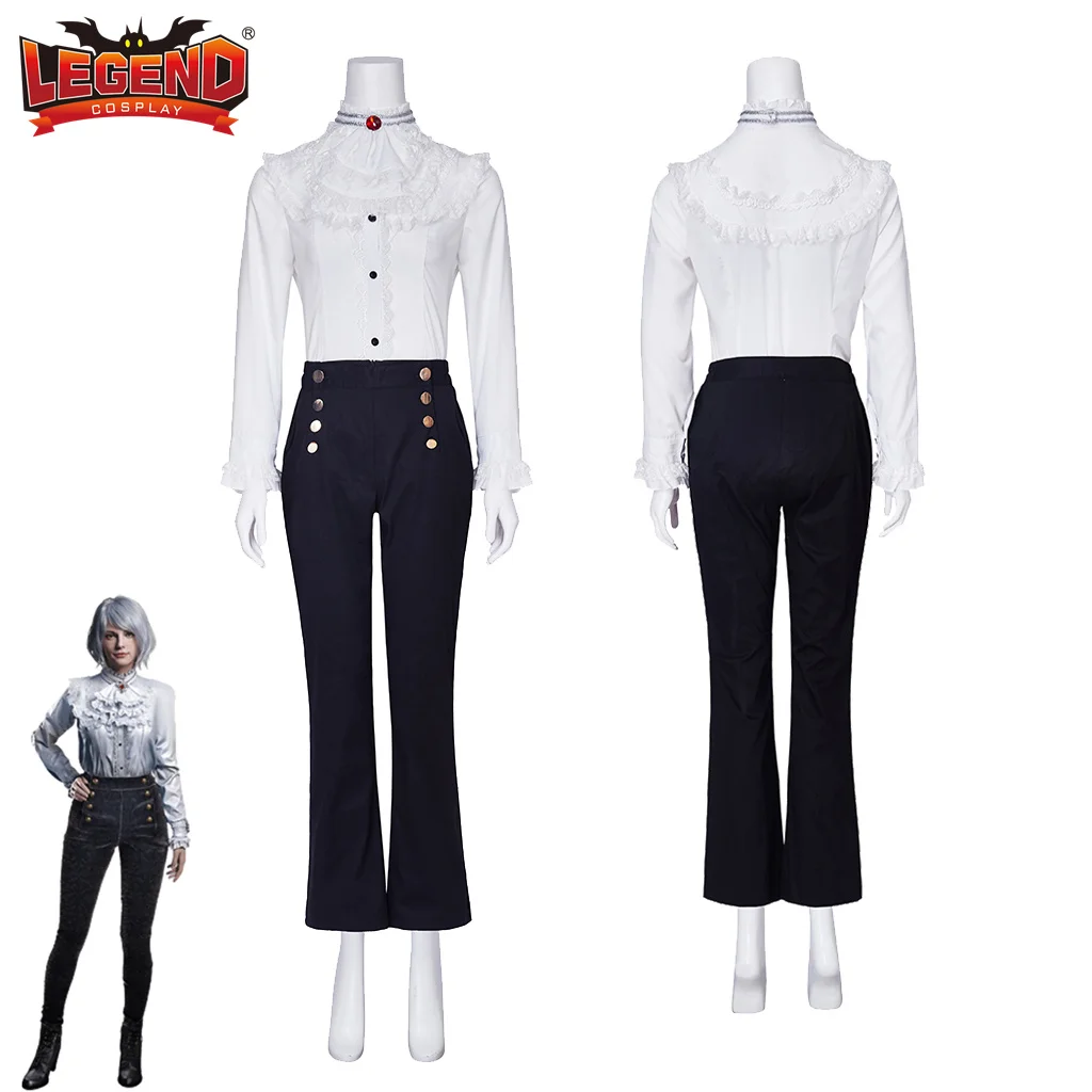 

Game Resident Ashley Graham Cosplay Evil Costume 4 Remake Cosplay White Shirt Pants Suit Romantic Outfit for Women Adult