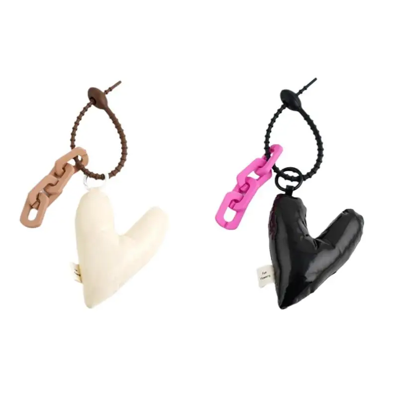 Women Niche Design Bag Bag Accessories Simple Cotton Filled Heart-shaped Pendant Key Lanyard Cute Love Heart Confession Keychain