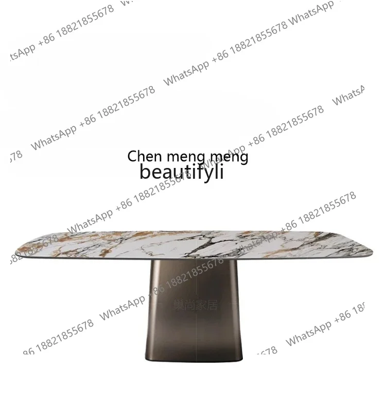 M178 Nordic light luxury rock slab dining table Italian minimalist household rectangular marble surface dining table