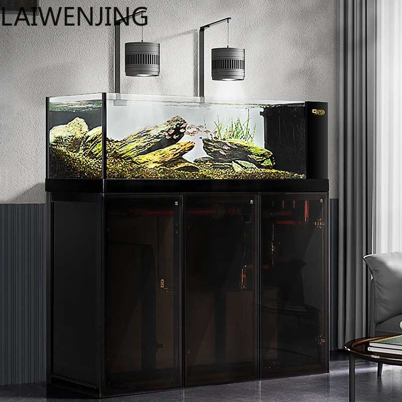 

SGF industrial wind native stream goldfish tank bottom filter ultra-white glass cabinet tank