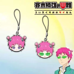 Anime The Disastrous Life of Saiki K Saiki Kusuo Cosplay Keychain Acrylic Keyring Rope Phone Chain Figure Pendant Accessories