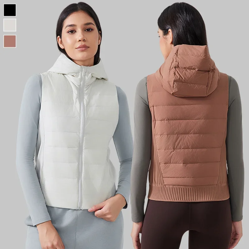 Custom Logo Front Zipper Winter Coat Active Sport Warm Duck Padded Women Gilet Lightweight Sleeveless Insulated Down Jacket