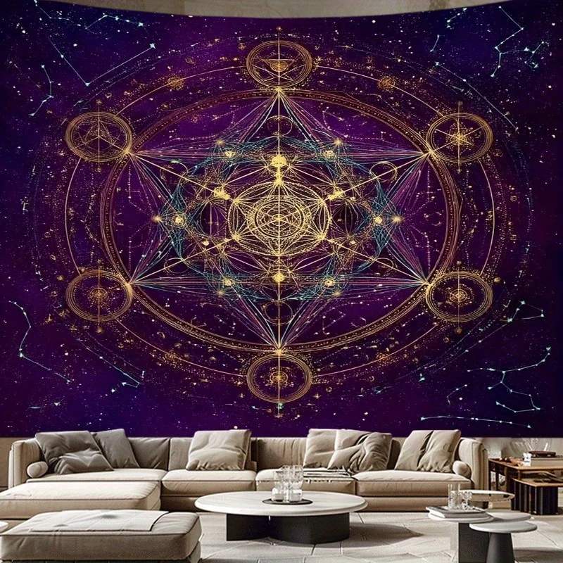 Vibrant Cosmic Mandala Galaxy Science Astrology Bohemian Tapestry Wall Hanging Decoration for Living Room Bedroom