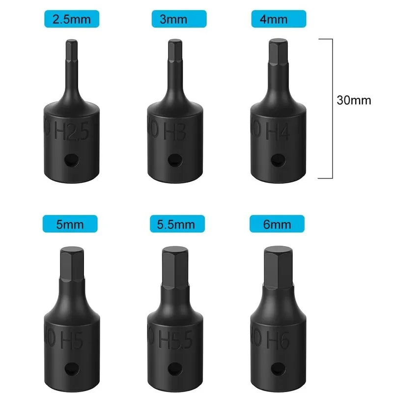 for H-Type Electric Wrench 14-Piece Hex Socket Set Auto Repair Tool Inner Hexagonal Pneumatic Sleeve Screwdriver Bit Kit