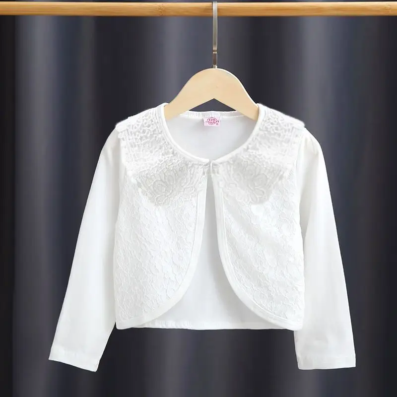 Cute Big Turn-down Collar Girls Cape Outerwear White Thin Summer Girls Jacket