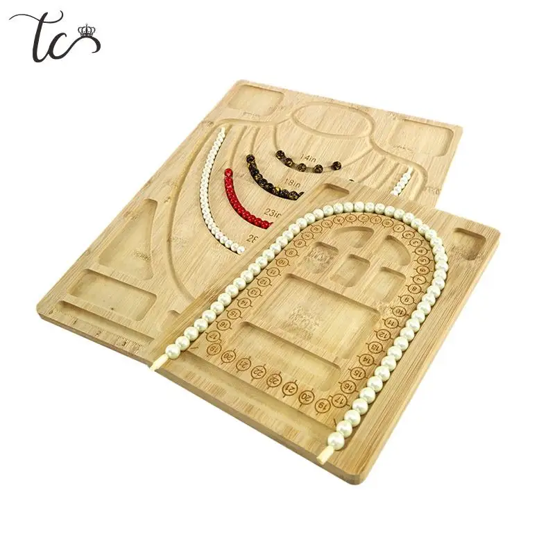 Bandeja de cuentas de madera para manualidades, tablero de joyería de madera maciza, pulsera, tobillera, collar, bandeja de perlas, diseño de pulsera, bandeja de cuentas