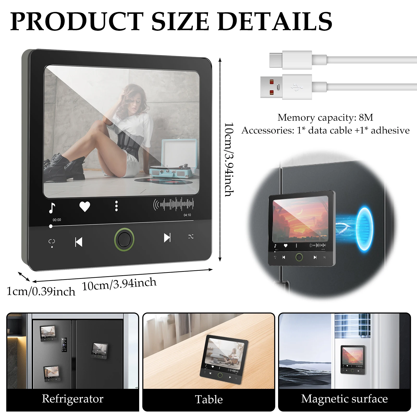 Personalised Fridge Magnet with Music Box DIY Music Fridge Magnet Decor Fridge Magnets CD Covers Music Player Anniversary Gifts