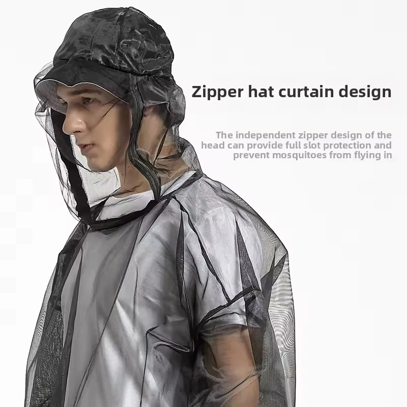 Outdoor camping adventure anti-mosquito jacket mountaineering breathable hoodie summer jungle hiking anti-mosquito bite mesh clo