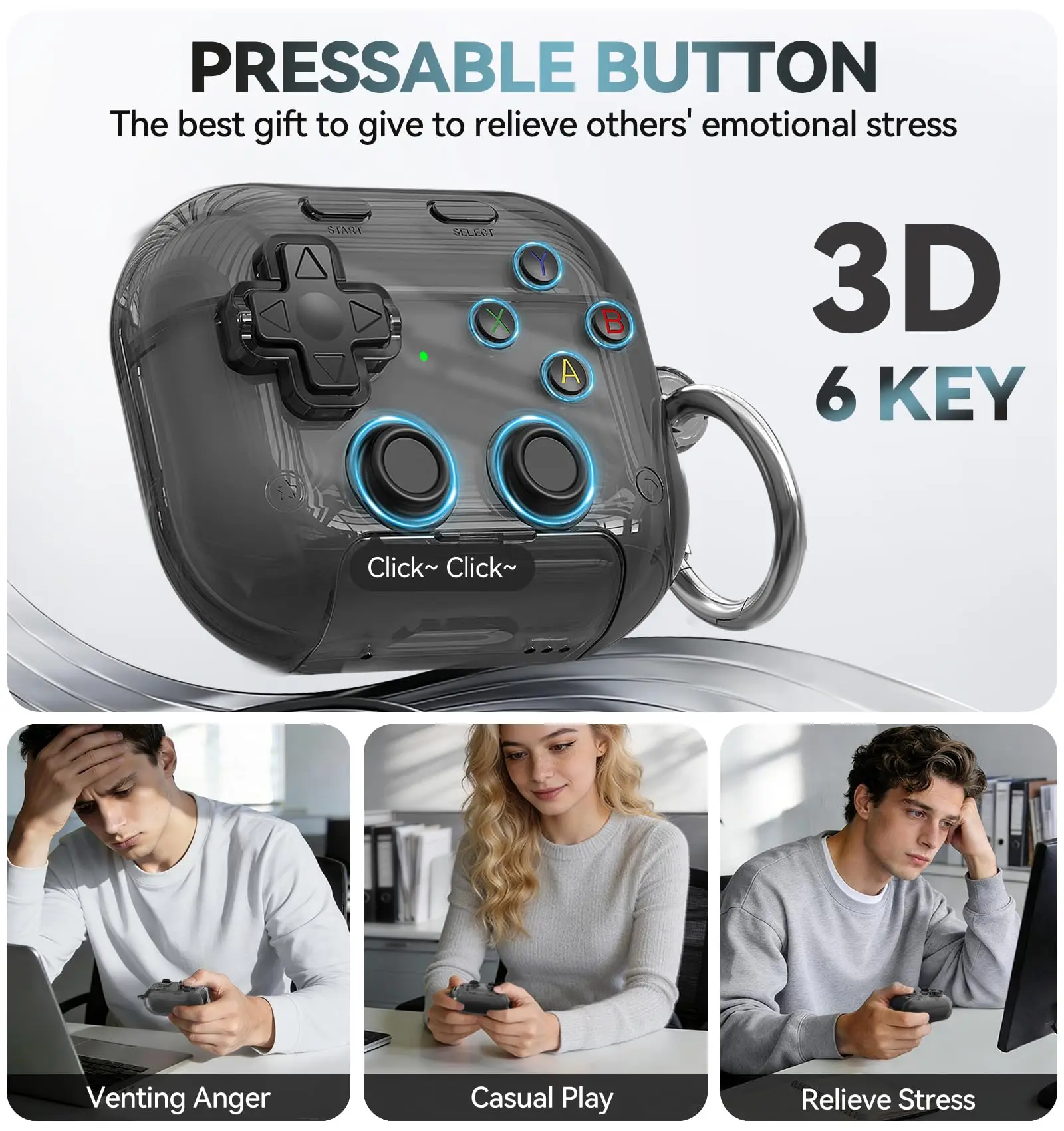 for AirPods 4 Case Cover with Pressable Button,Safety Lock&Phone Stand Cool Funny Gifts Case for AirPod 4 Headphone Clear Case