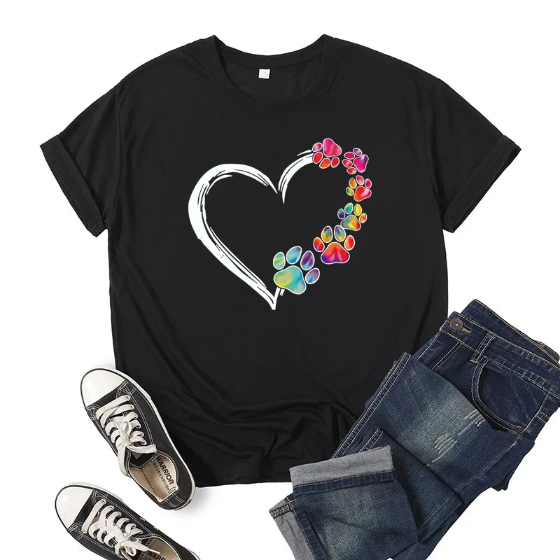 

Love Printed Short Sleeved Round Neck Top Loose T-shirt Crop Top Graphic T Shirts Kawaii Clothes