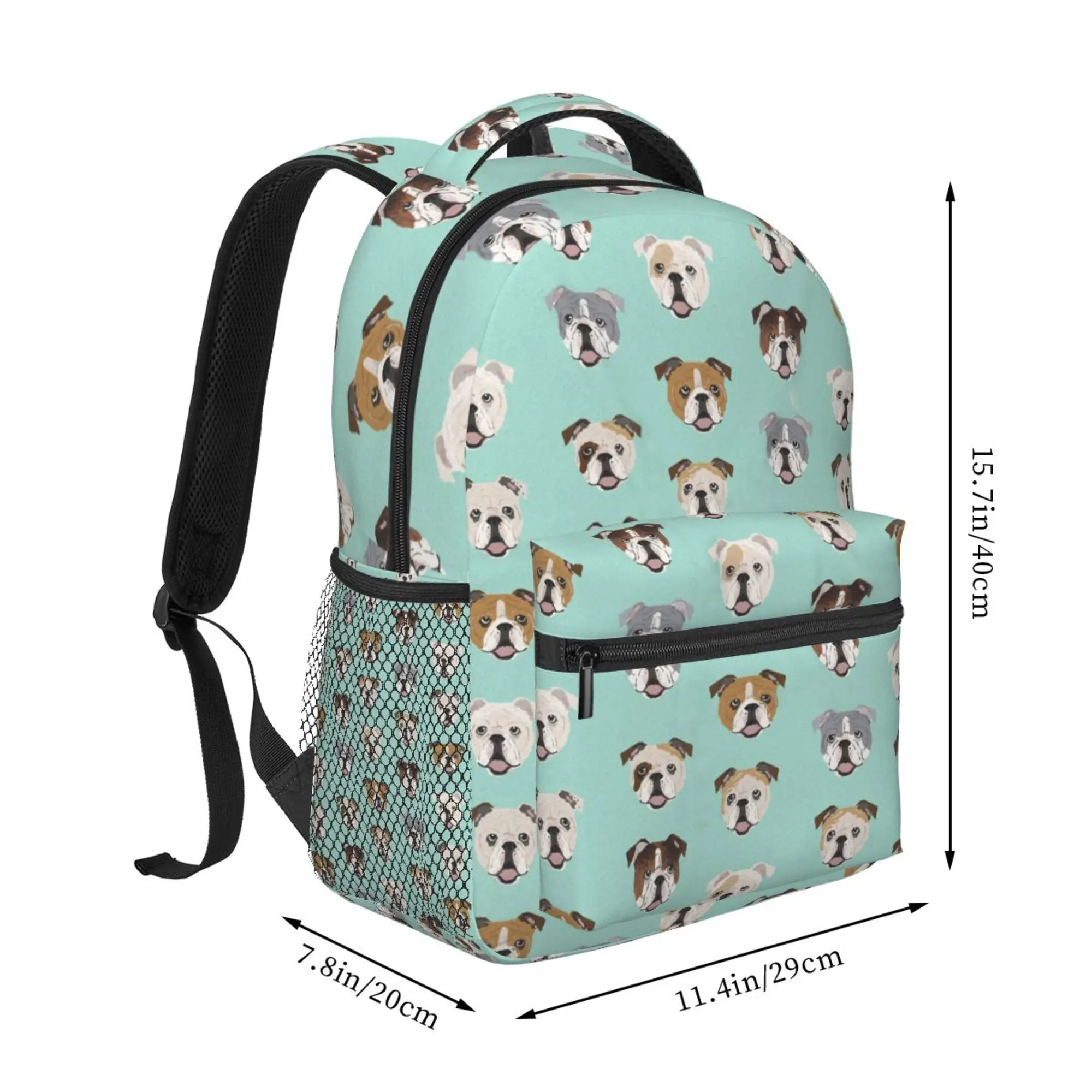 English Bulldog Multifunction Backpack Classic Basic Water Resistant Casual Daypack for Travel with Bottle Side Pockets