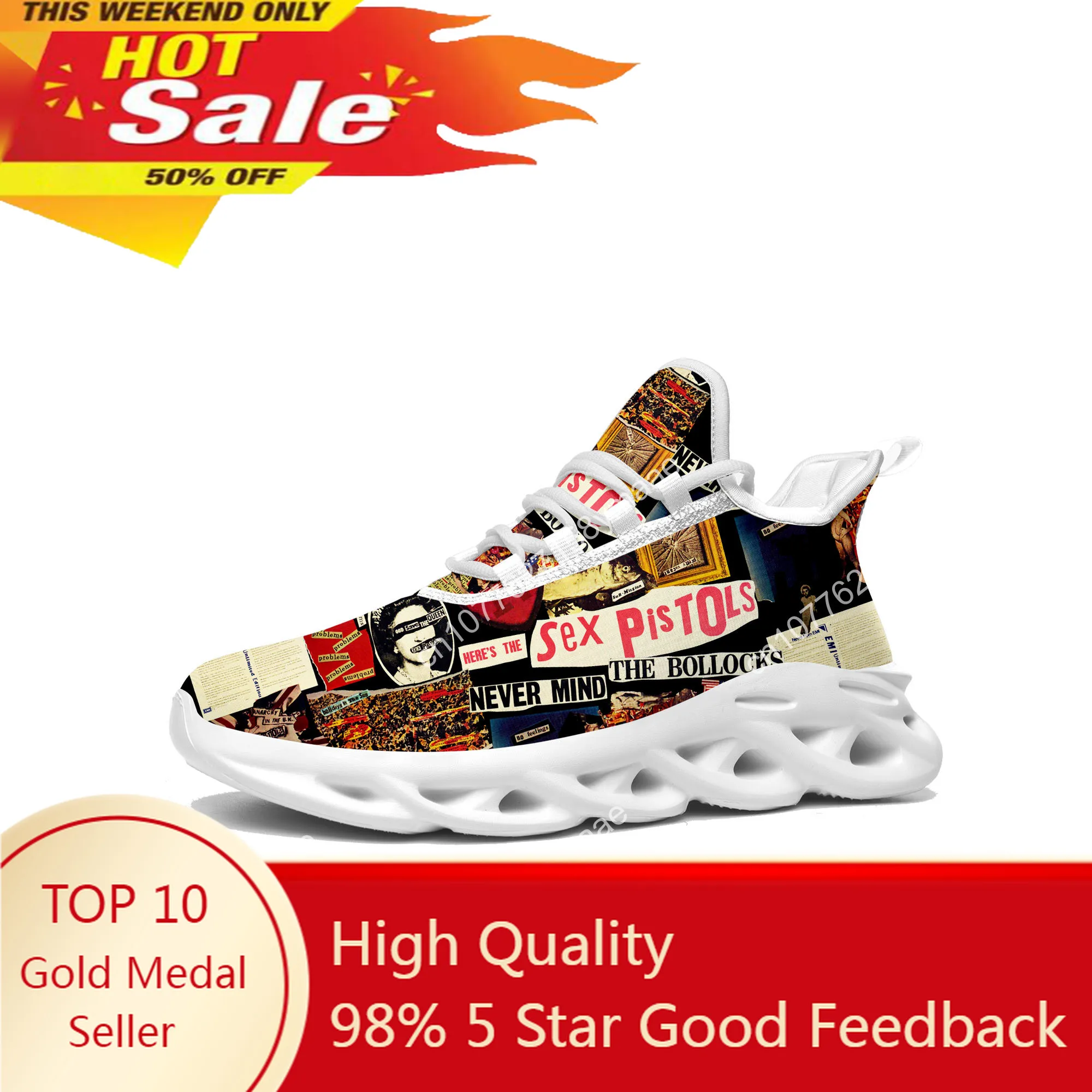 Sex Pistols Punk Flats Sneakers Mens Womens Sports High Quality God Save The Queen Sneaker Customization Lace Up Mesh Footwear