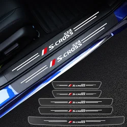 Car Door Threshold Scuff Plate Door Sill For Suzuki Scross SX4 S-CROSS Carbon Fiber Car Trunk Rear Bumper Stickers Accessories