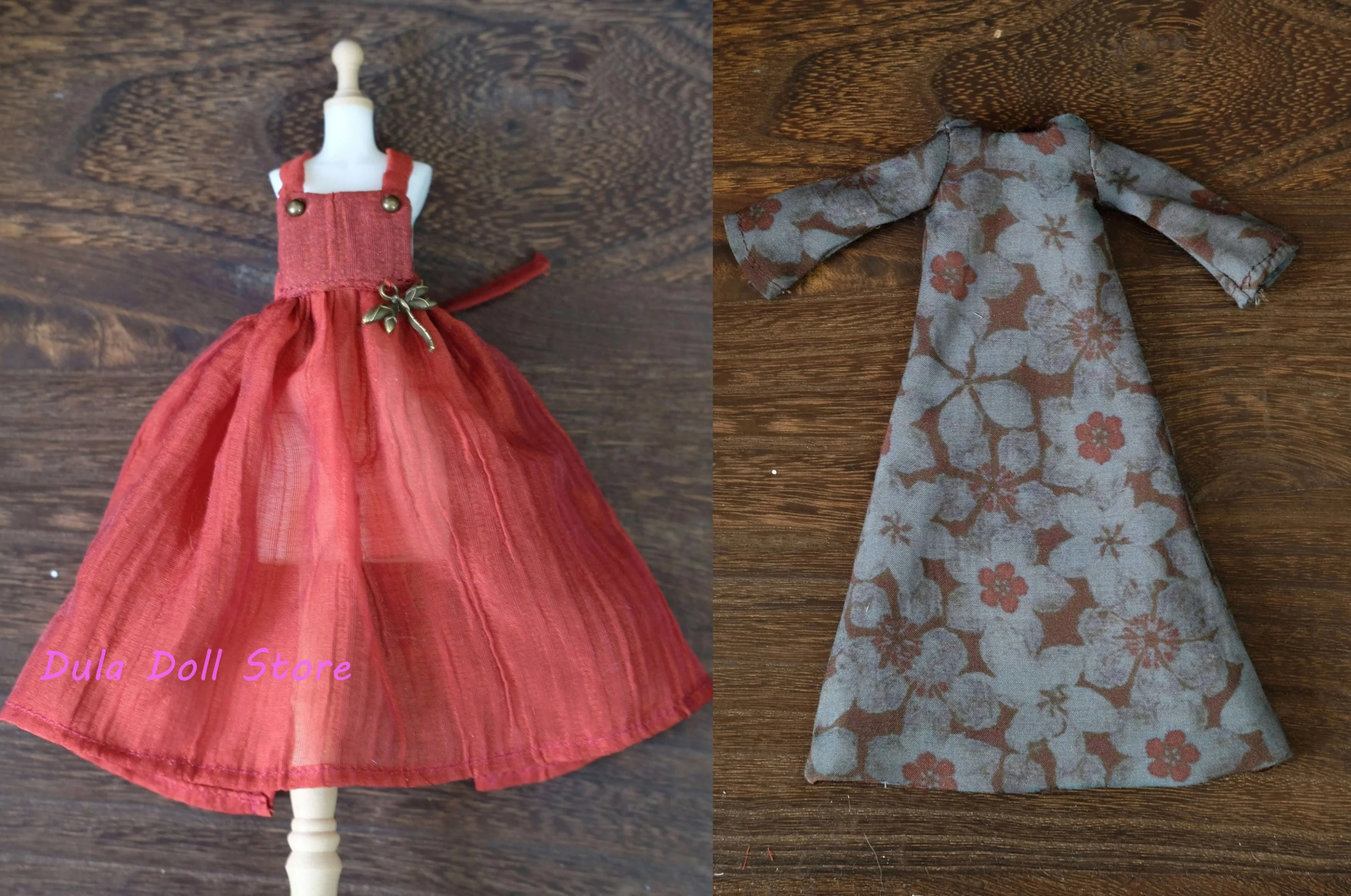 

2026 Dula Doll Clothes Red and dark floral dress for Blythe Landazz Landoudou ob24 ob22 ICY JerryB 1/6 Doll Accessories