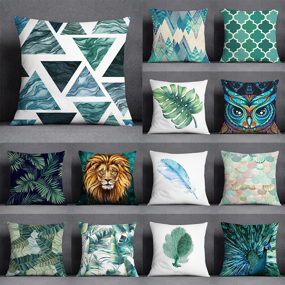 Modern Simple dark green Flower Animal Pattern Cushion Cover Home Living Room Office Sofa Decorative Pillow Case