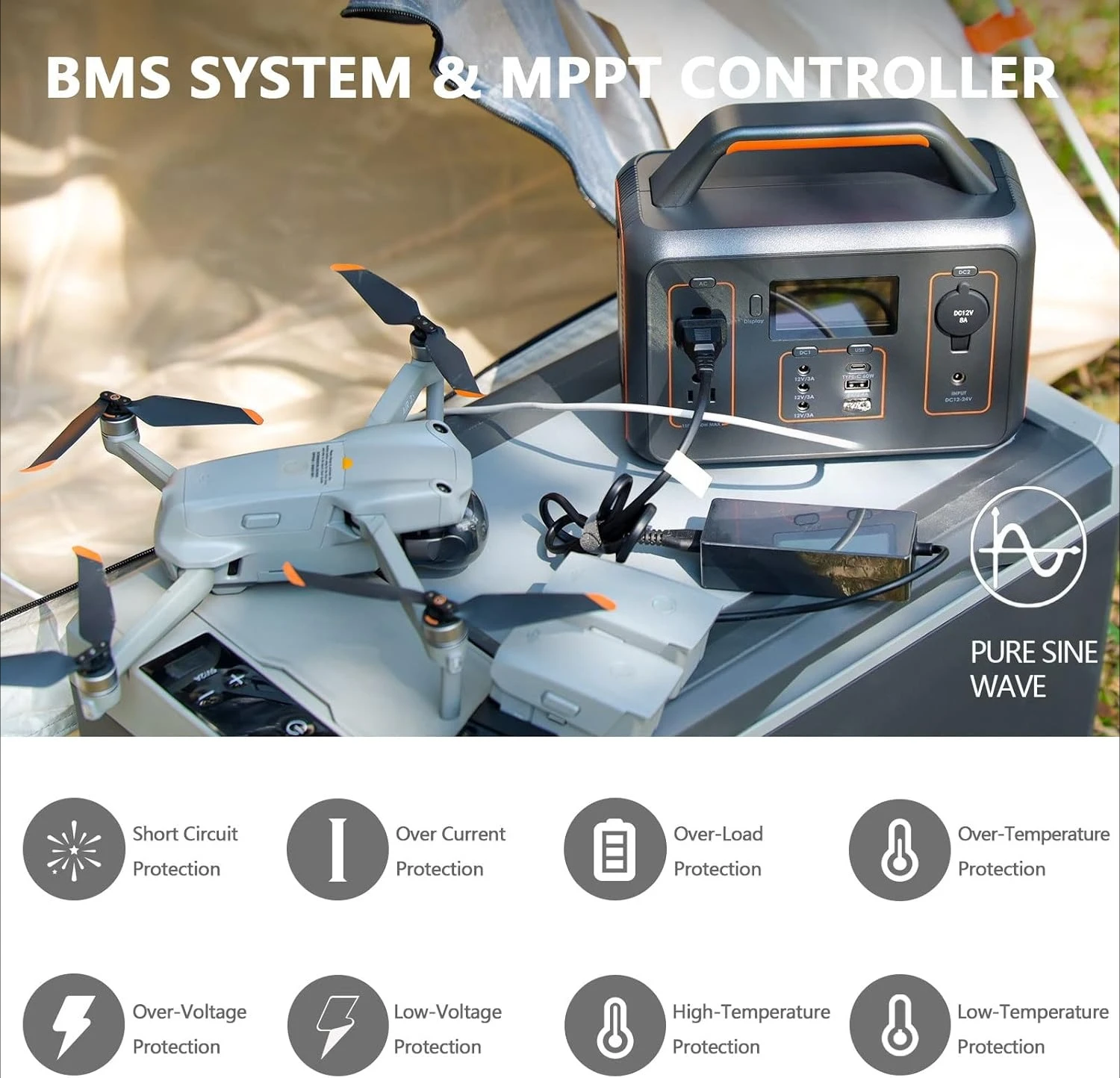 Portable Power Station 300W, 280Wh Solar Generator with 110V Pure Sine Wave AC Outlet, Backup Lithium Battery Generator