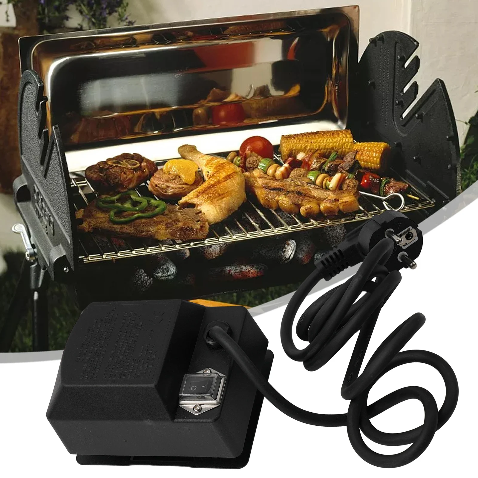 Electric BBQ Rotisserie Motor Long Service Time Low Noise Low Power Consumption 11.7*8.7*7.5cm Black Brand New