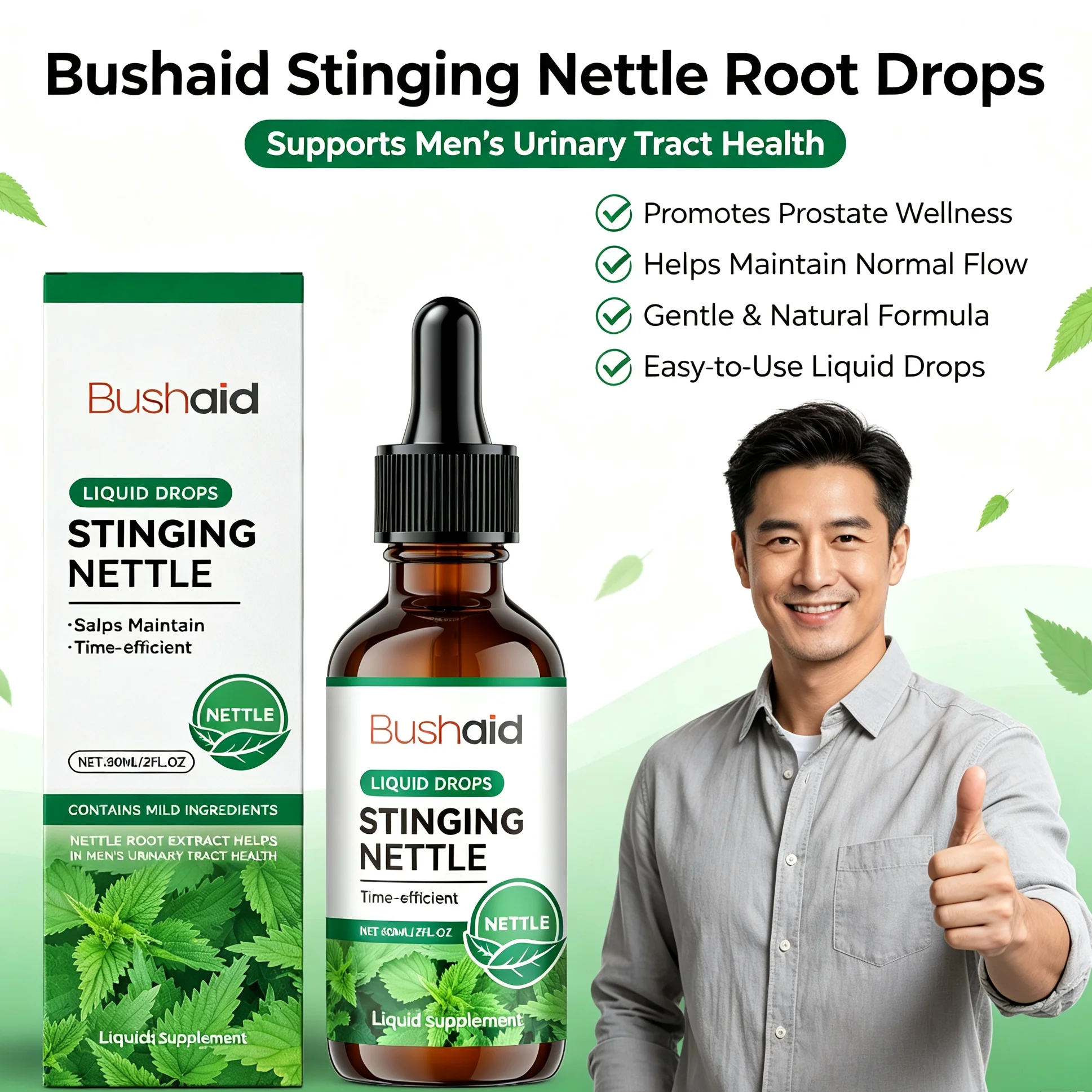 Natural Stinging Nettle Root Oral Drops Tincture Urtica Dioica Extract Support Urinary Tract Wellness Bladder & Prostate Care