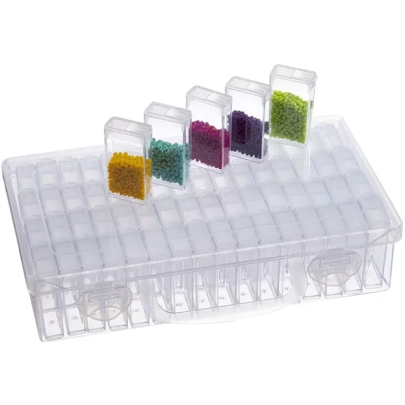 64 Grid Plastic Storage Box,Container Storage Clear Plastic Jewelry Organizer Box