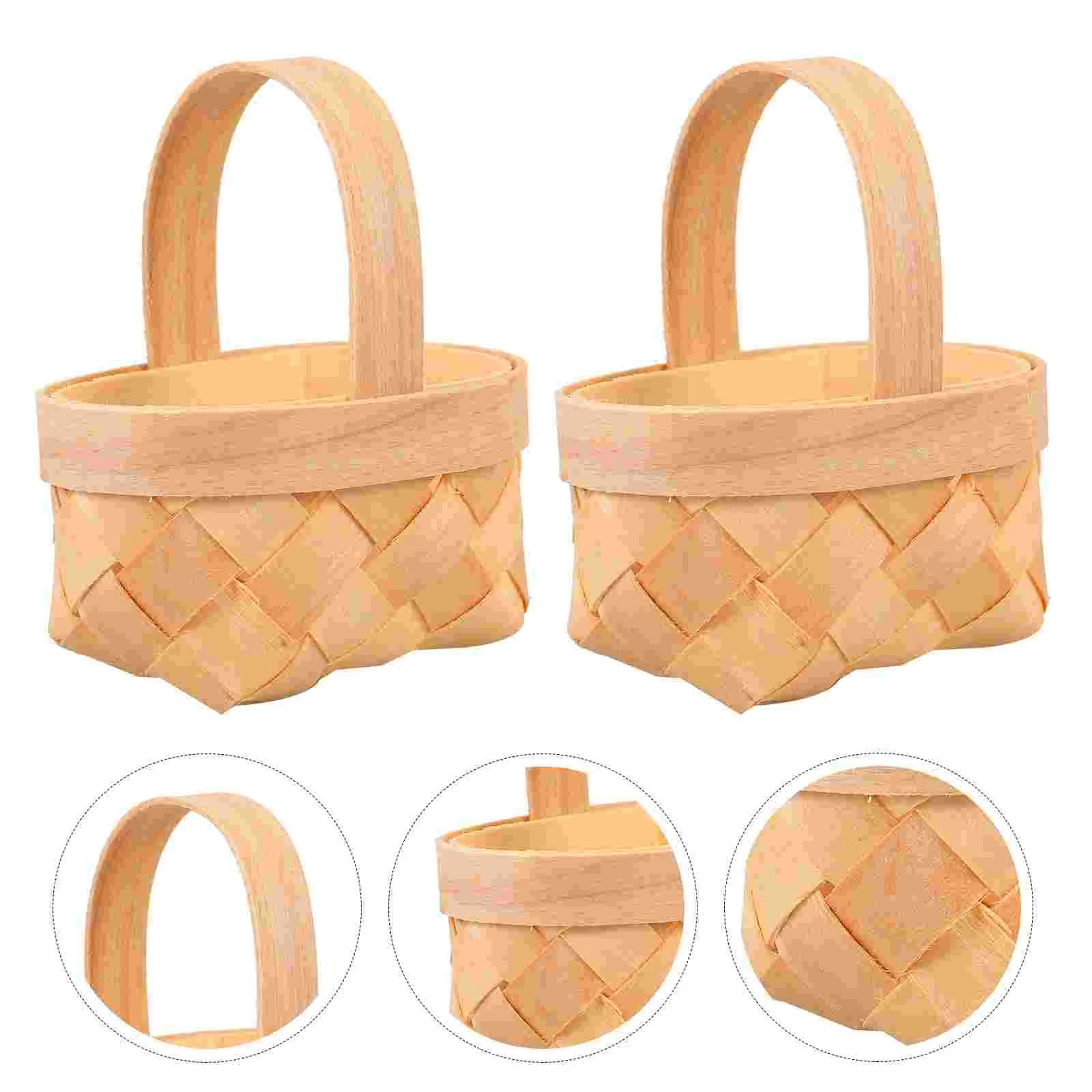 

20 Pcs Bread Basket Wood Chip Candy Hamper Playing House Small Woven Fruit Mini Wedding Supplies Khaki for Gifts Baby