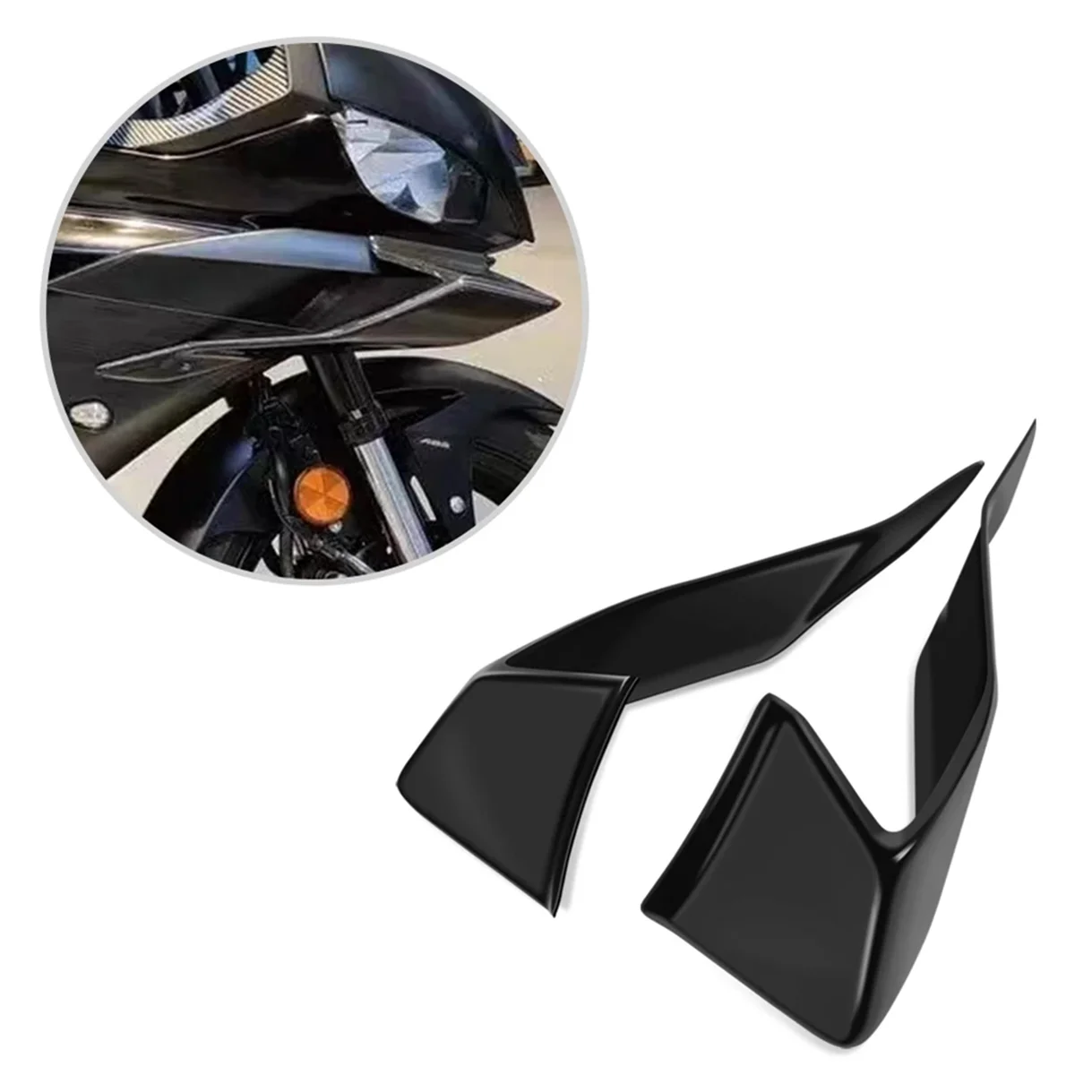 

Motorcycle Sport Downforce Naked Forntal Spoilers Aerodynamic Wing Deflector for Yamaha YZF-R3 YZF-R25 2019-2024 Black