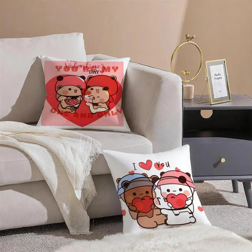 Popular Cartoon Bubu & Dudu Cute Pillow Case Double-Sided Plush Sofa Cushion Covers Organic Breathable Invisible Zipper