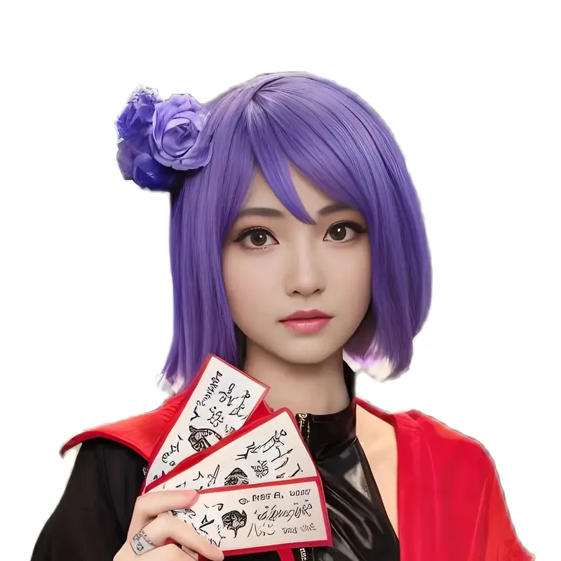 Anime Konan Cosplay Wig 40CM purple short hair Heat Resistant Synthetic Wig Game cosplay Wig anime cosplay Wig