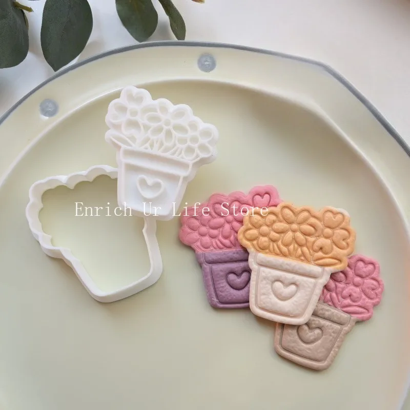 Spring Series Cookie Cutter Watering Can Love Potted Flowerpot Biscuit Molds Flower House Cake Dessert Decoration Baking Tools