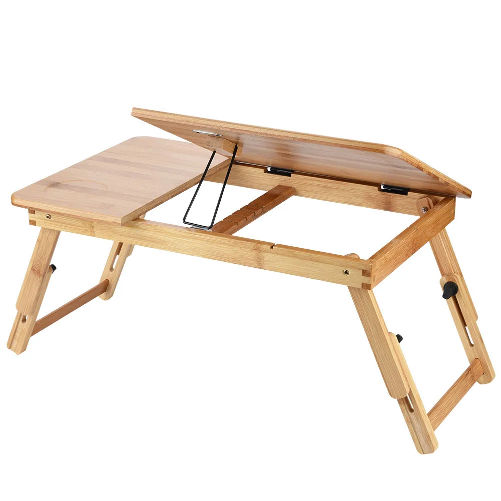 Portable Foldable Natural Wooden Bamboo CompuLaptop Table Sofa Bed Office Laptop Stand Adjustable 50 x 30cm /62 x 34cm