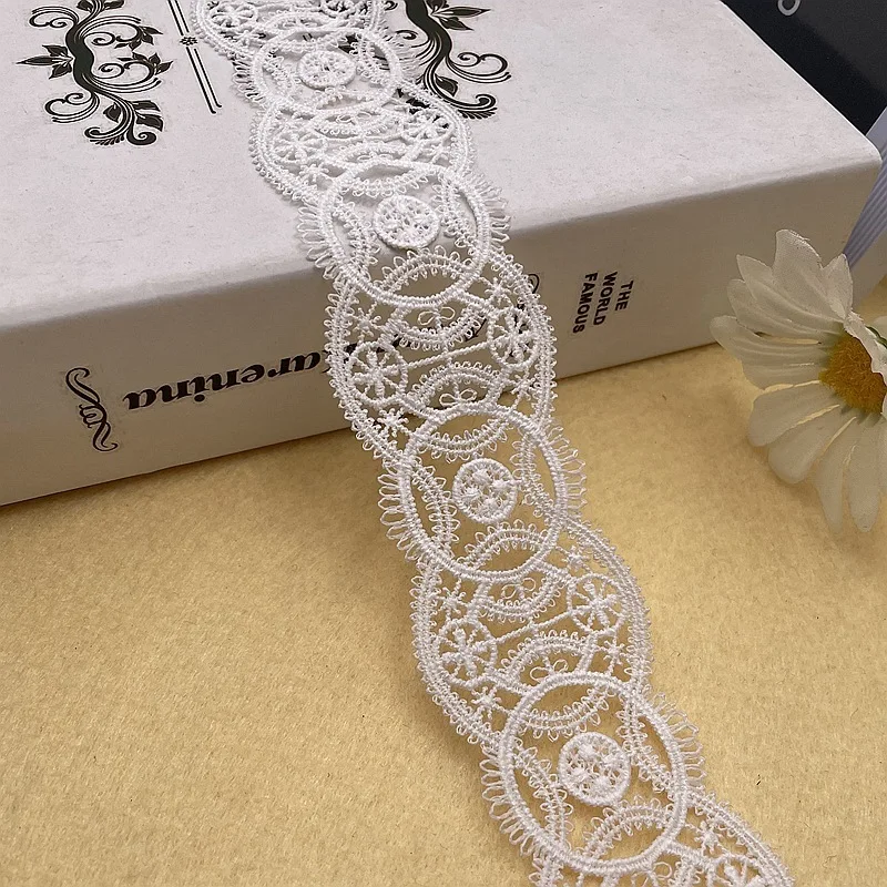 4.5CM Wide White Black Exquisite Polyester Hollow Out Embroidery Lace Ribbon Dress Clothes Curtains DIY Apparel Sewing Supplies