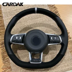 Customized Car Steering Wheel Braid Cover Anti-Slip Suede For Volkswagen VW Golf 7 GTI Golf R MK7 VW Polo GTI Scirocco 2015 2016