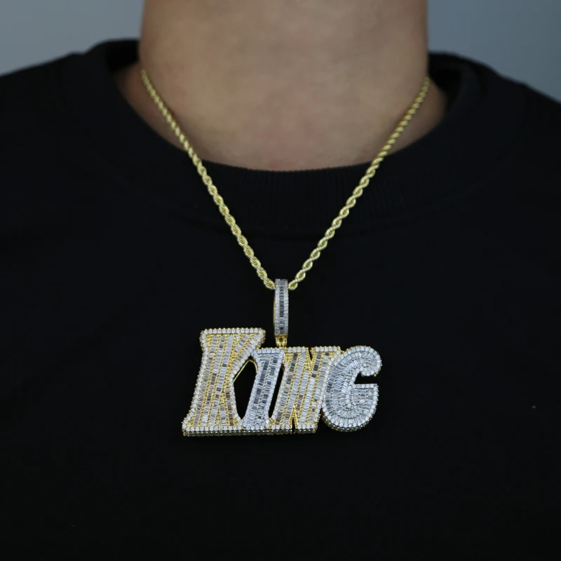 قلادات متدلية بحروف مبهرجة ، لونين ، لون ذهبي ، أحجار زركونيا هندسية ، سحر الزركون ، موسيقى الهيب هوب الرجالية ، مجوهرات فاسدة ، جديدة #2
