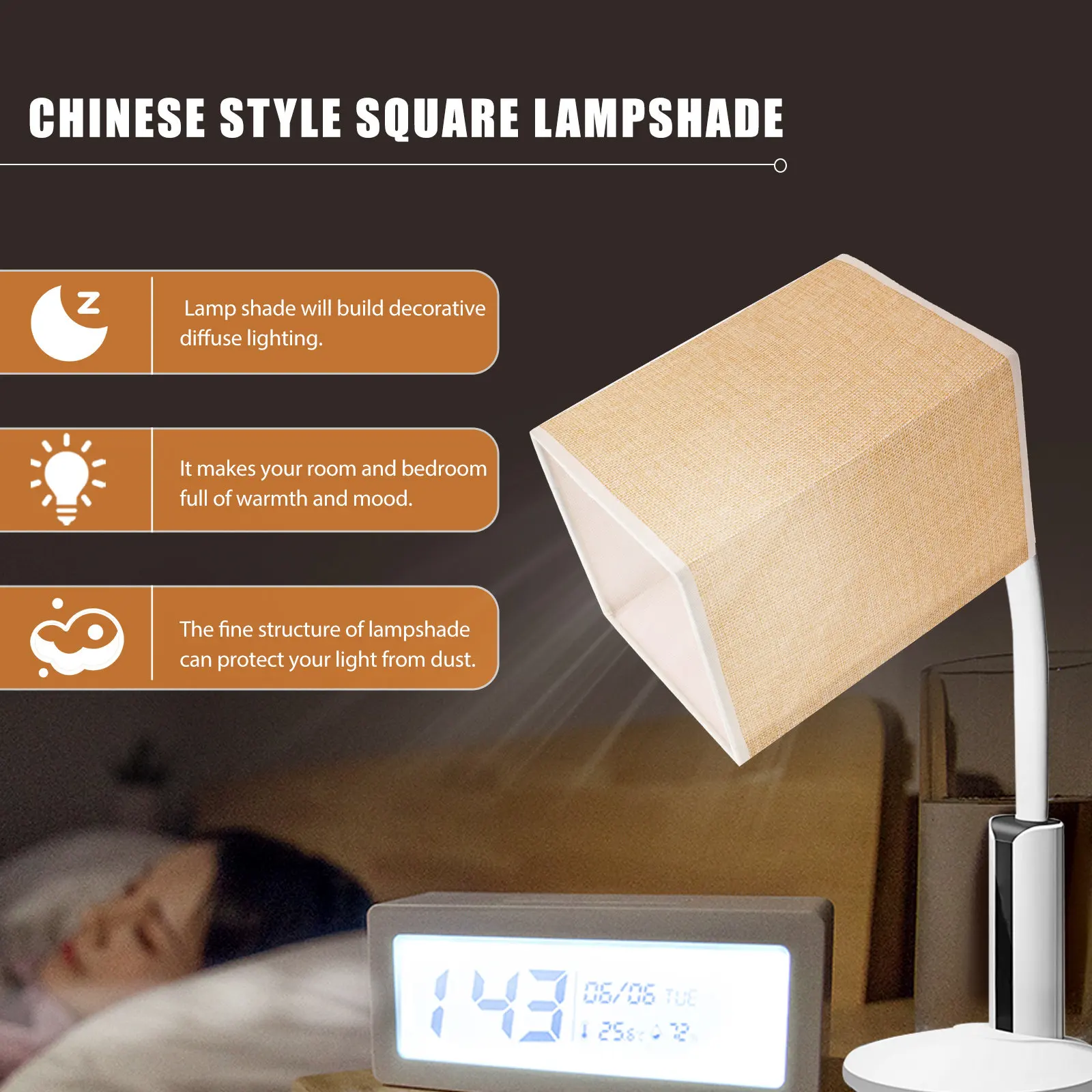 

Квадратный тканевый абажур премиум-класса в форме барабана для настольной лампы, для гостиной, спальни, кабинета, домашнего декора, для использования внутри помещений